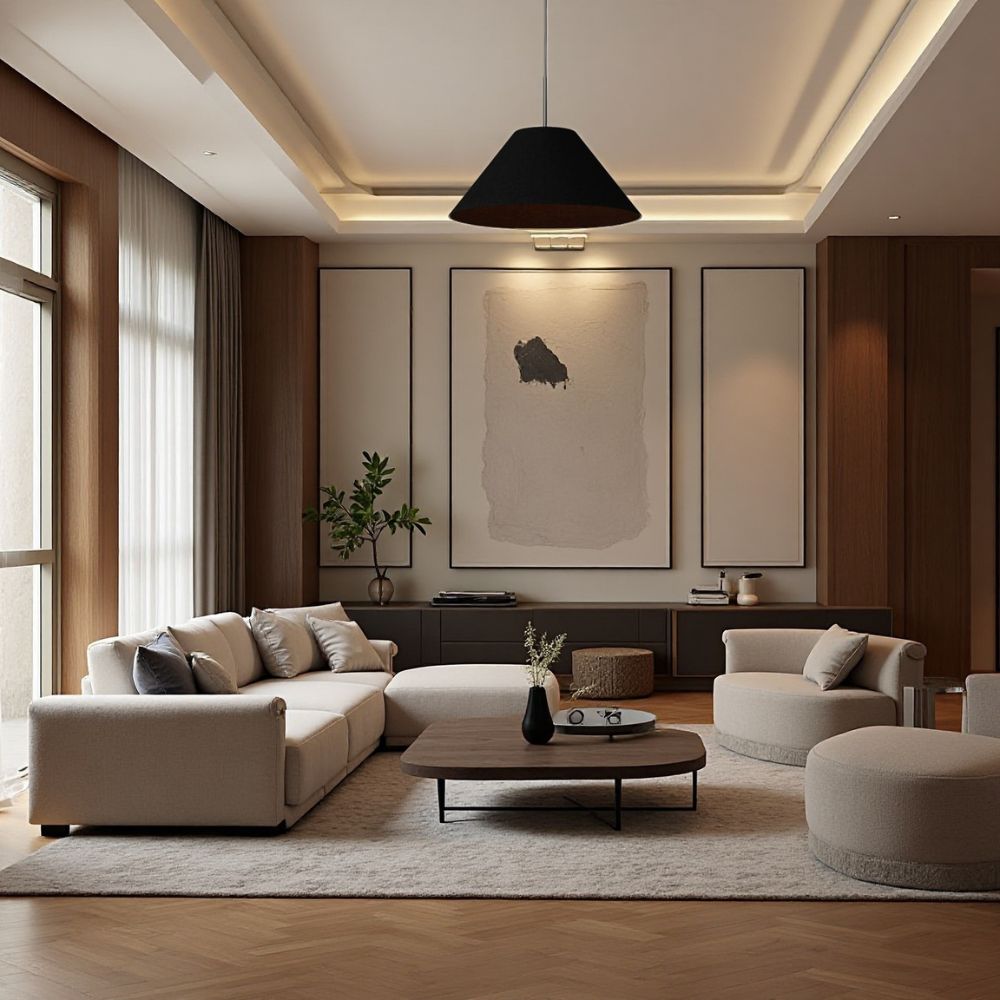 Conica Cone Fabric Pendant Light - Metal Adjustable Lamp for Bedroom