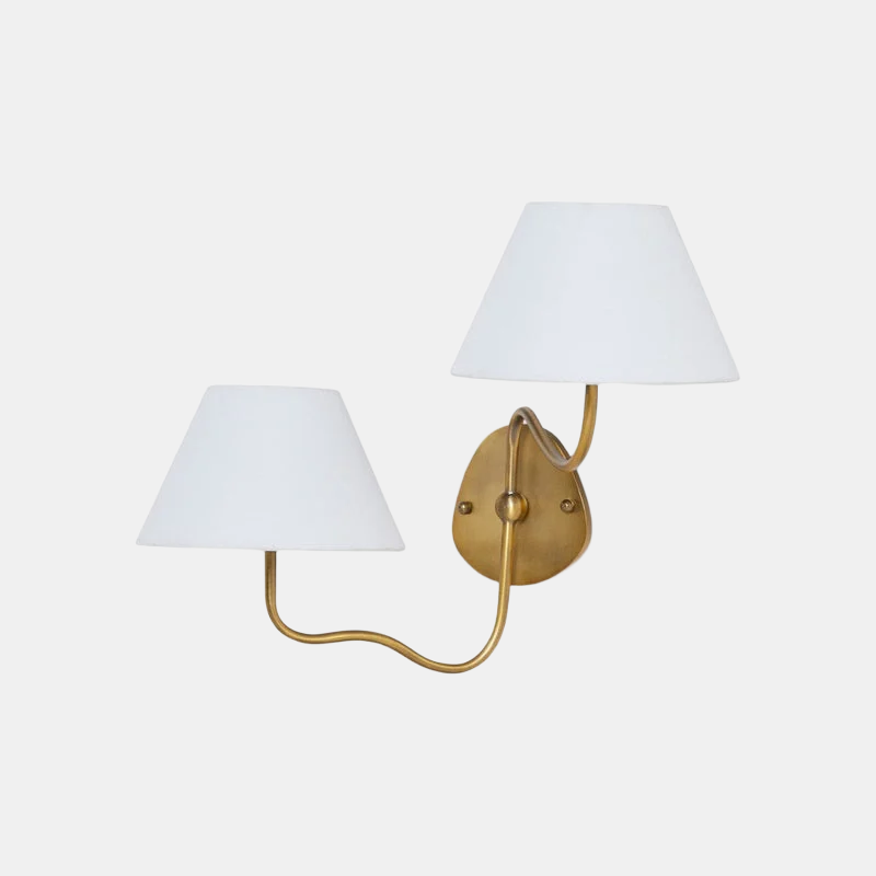 Kulo Fabric Wall Light-Modern Double Arm Linen Wall Sconce for Living Room