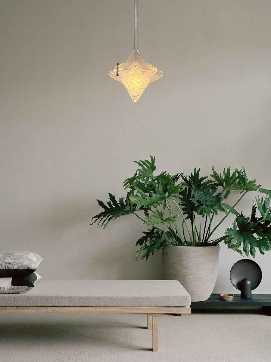 Art Deco Astris Elara Star Pendant Light-Frosted Glass Pendant with Geometric Style