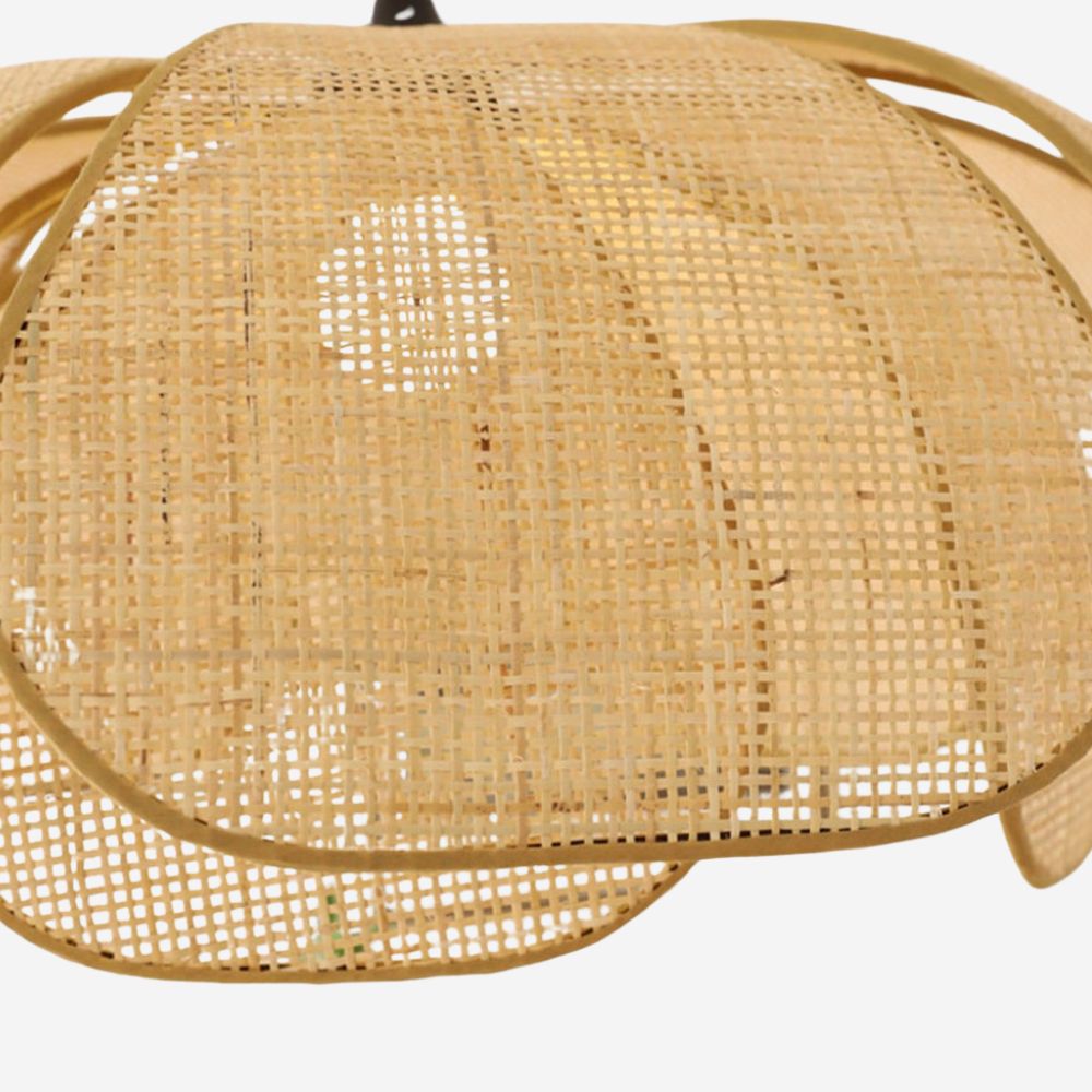 Rattan Petal Pendant Light - Natural Woven Ceiling Light for Bedroom
