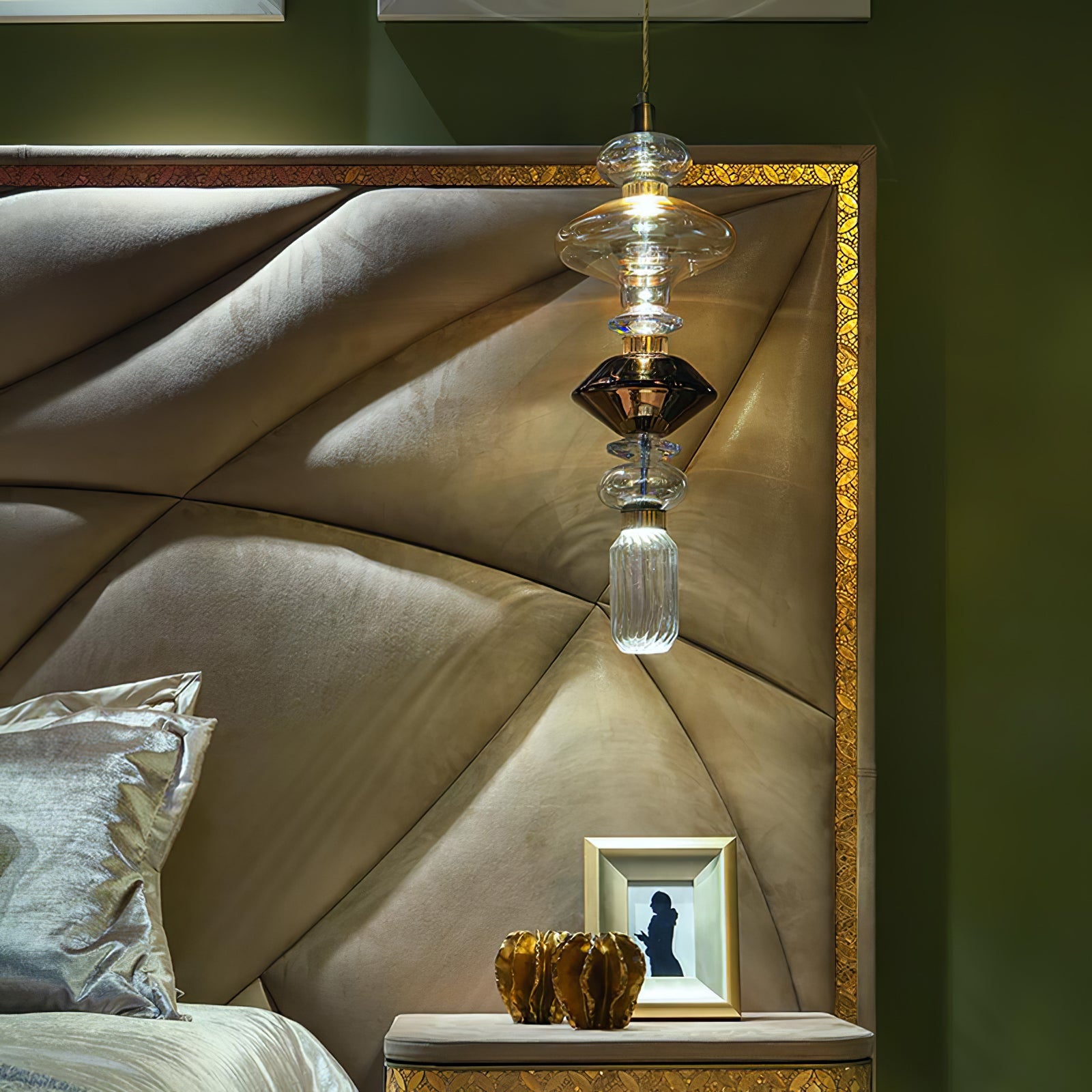 Sleek Hanging Light - Iron Metal Glass Gold Clear Hardwired Atmosphere