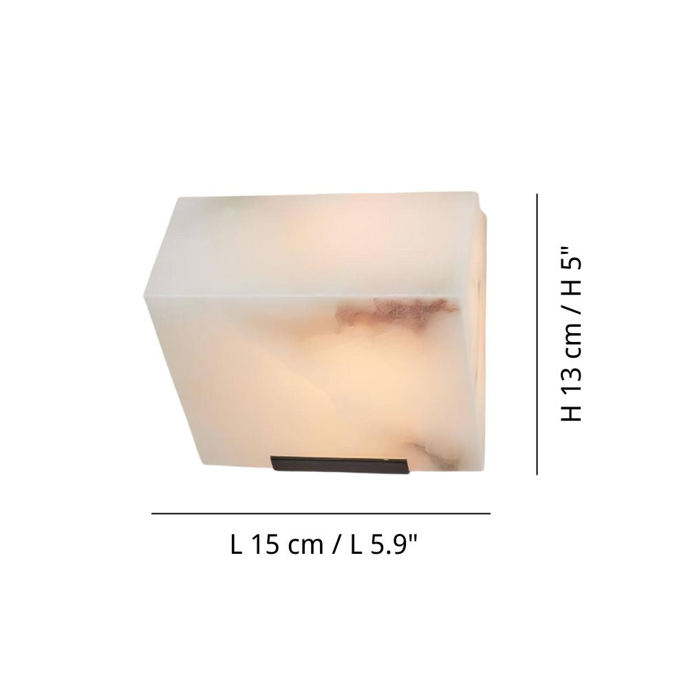 White Alabaster Sconce - Elegant Square Stone Staircase Wall Light