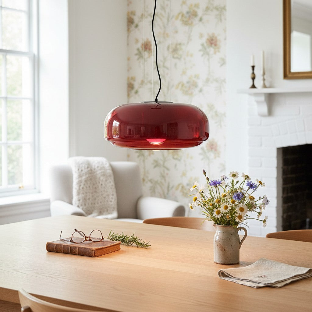 Clinco Modern Mushroom Pendant Light - Colored Glass Hanging Light