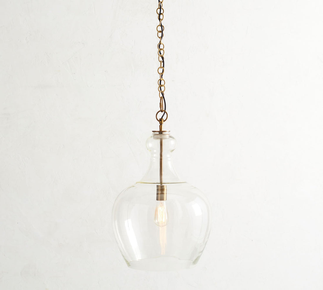 Suspension en verre Lawson – Verre recyclé et laiteux avec accents bronze