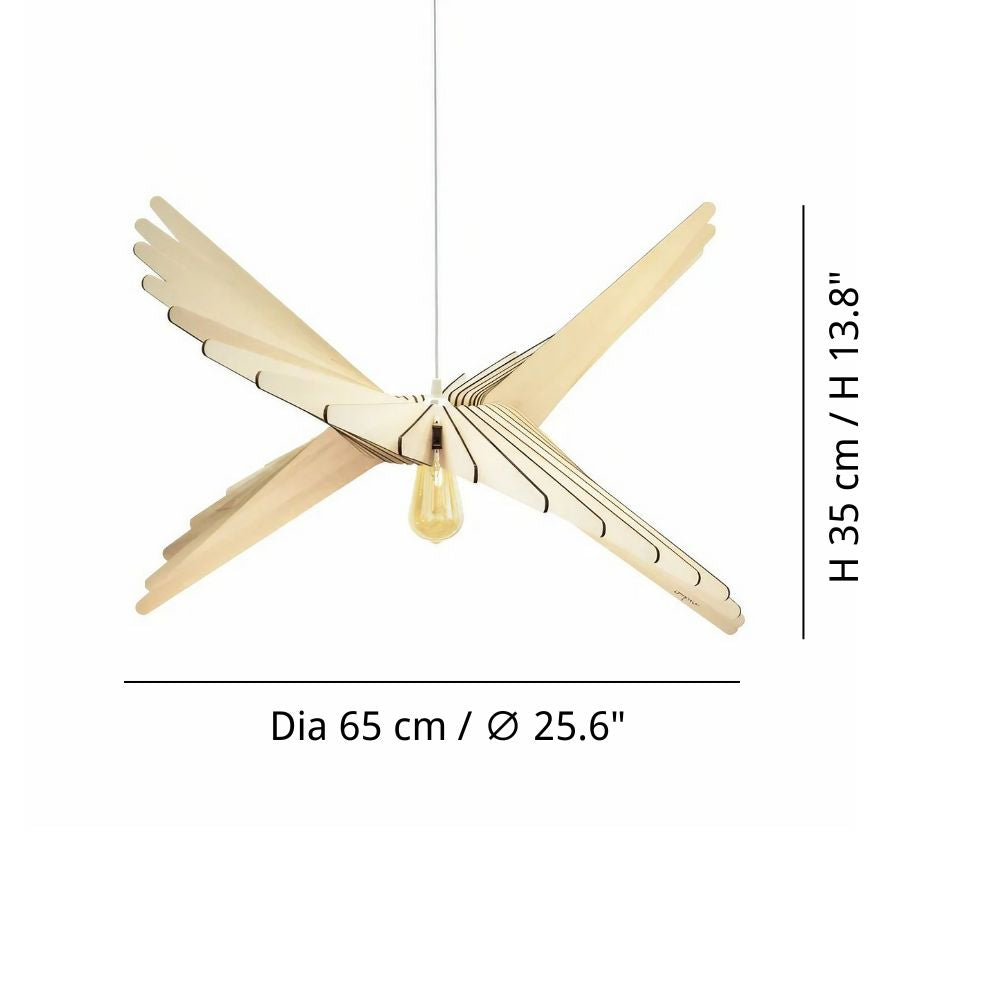 Albatros Wood Pendant Light - Natural Wing Shape Lamp for Living Room