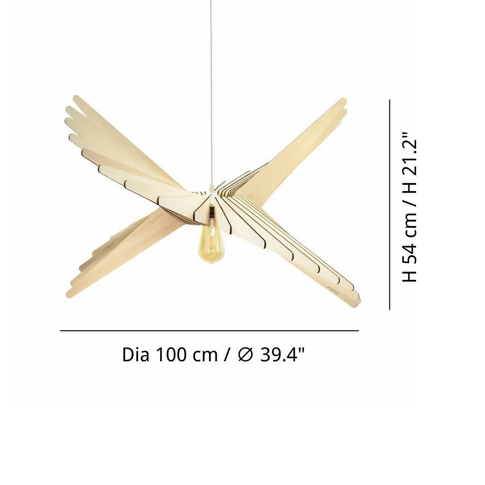 Albatros Wood Pendant Light - Natural Wing Shape Lamp for Living Room