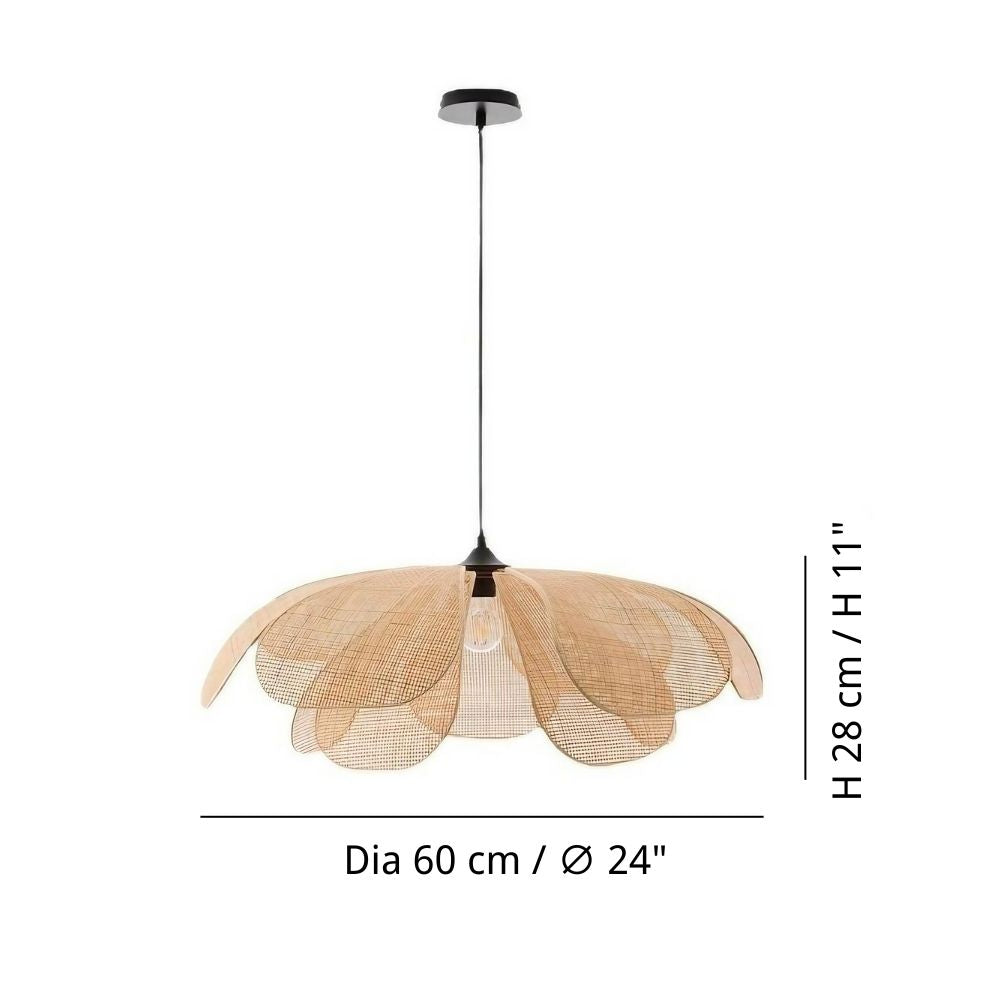 Rattan Petal Pendant Light - Natural Woven Ceiling Light for Bedroom