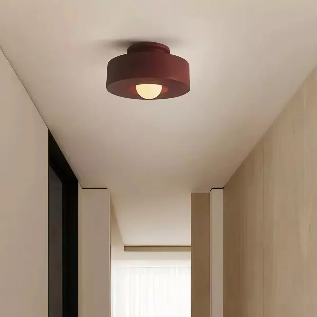 Plafonnier rond en résine – Style rétro Wabi Sabi pour intérieurs apaisants