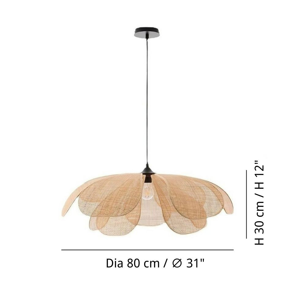 Rattan Petal Pendant Light - Natural Woven Ceiling Light for Bedroom