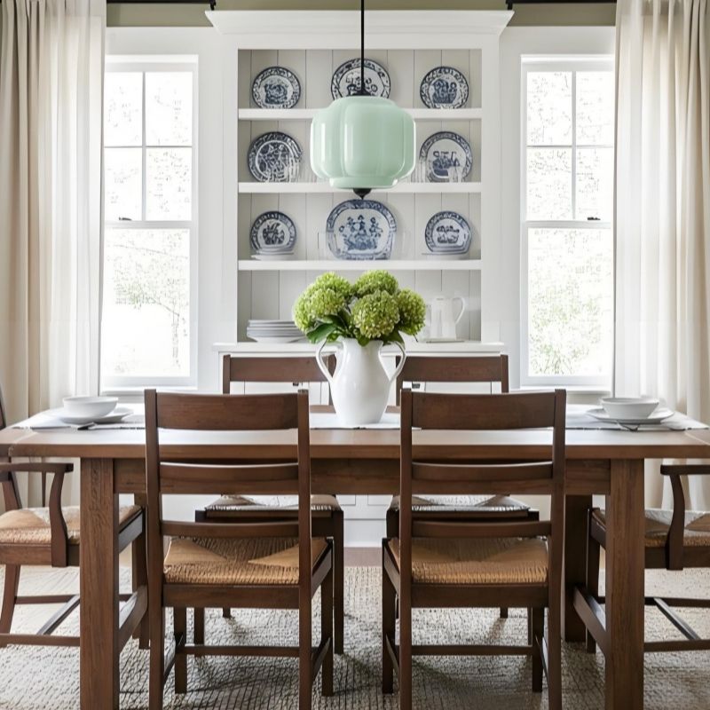 Eloise Vintage Pendant Light - Ribbed Milk Glass Lamp for Dining Room