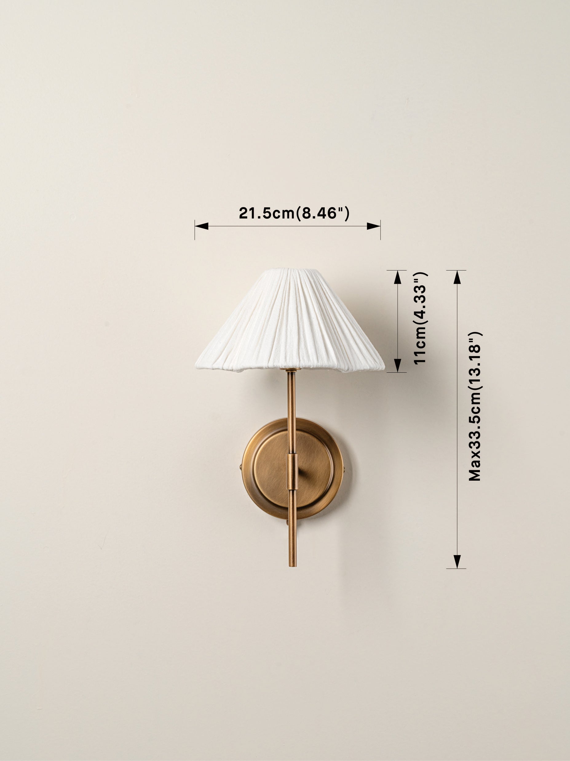 Lindi - Aged Brass and Linen Scalloped Wall Light