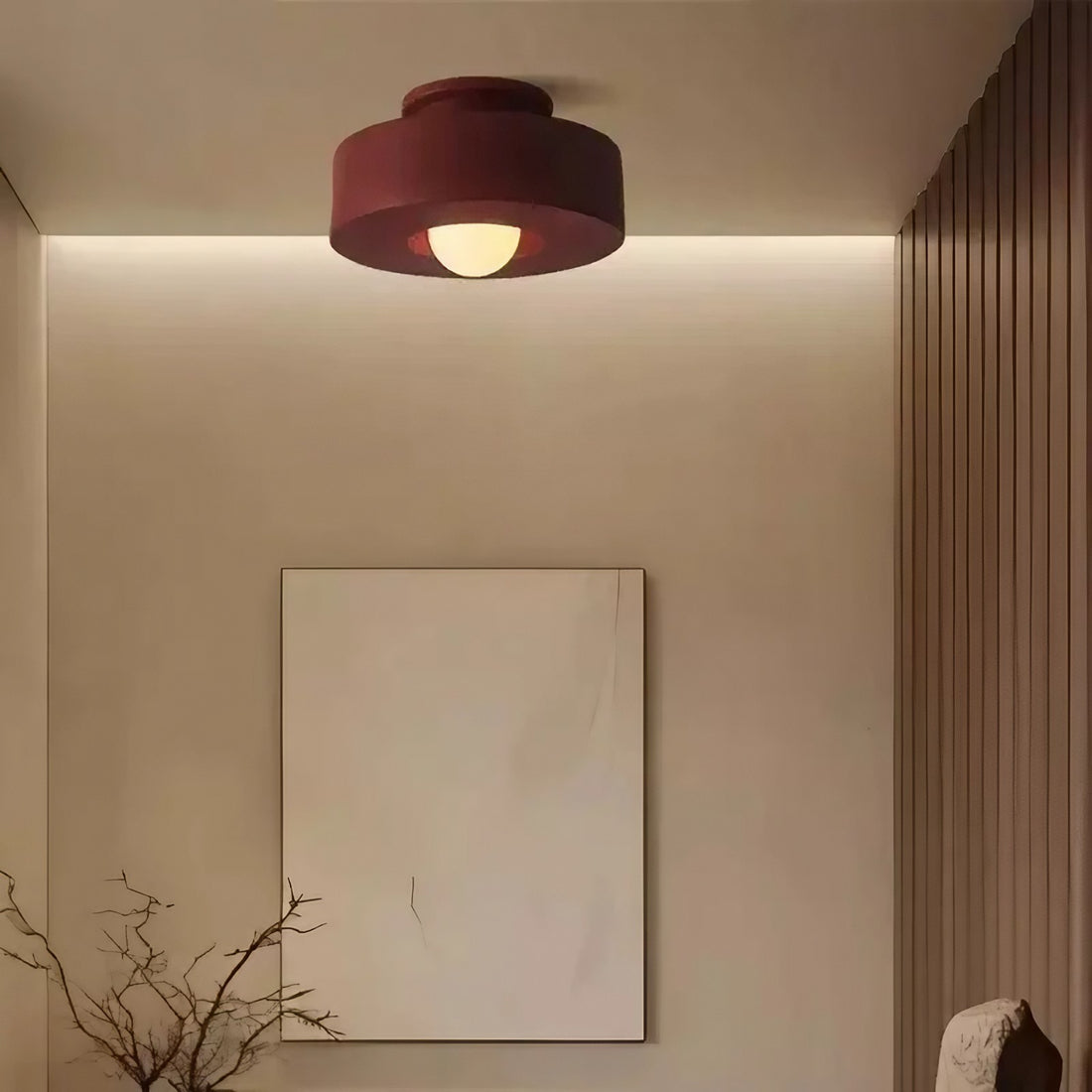 Plafonnier rond en résine – Style rétro Wabi Sabi pour intérieurs apaisants