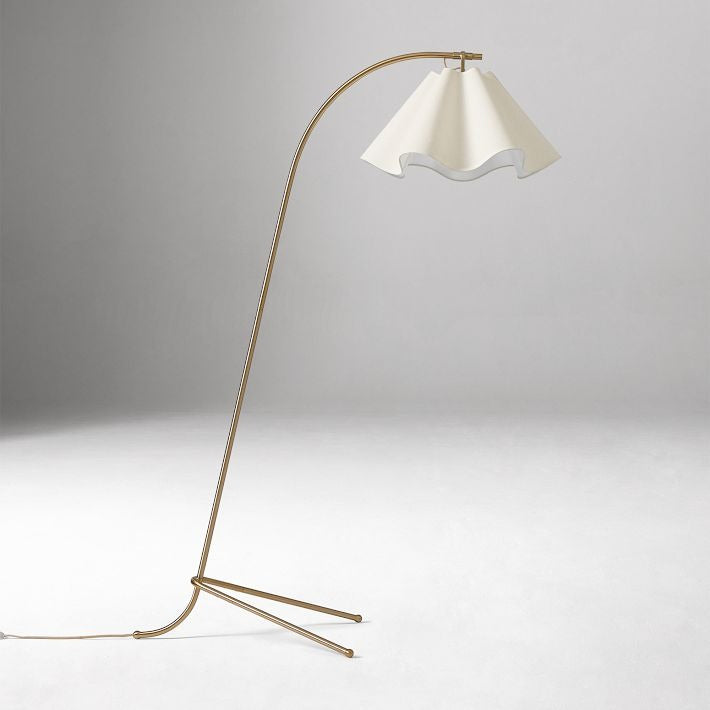 Oslan Arched Base Floor Lamp - Scalloped Shade Modern Lamp for Bedroom