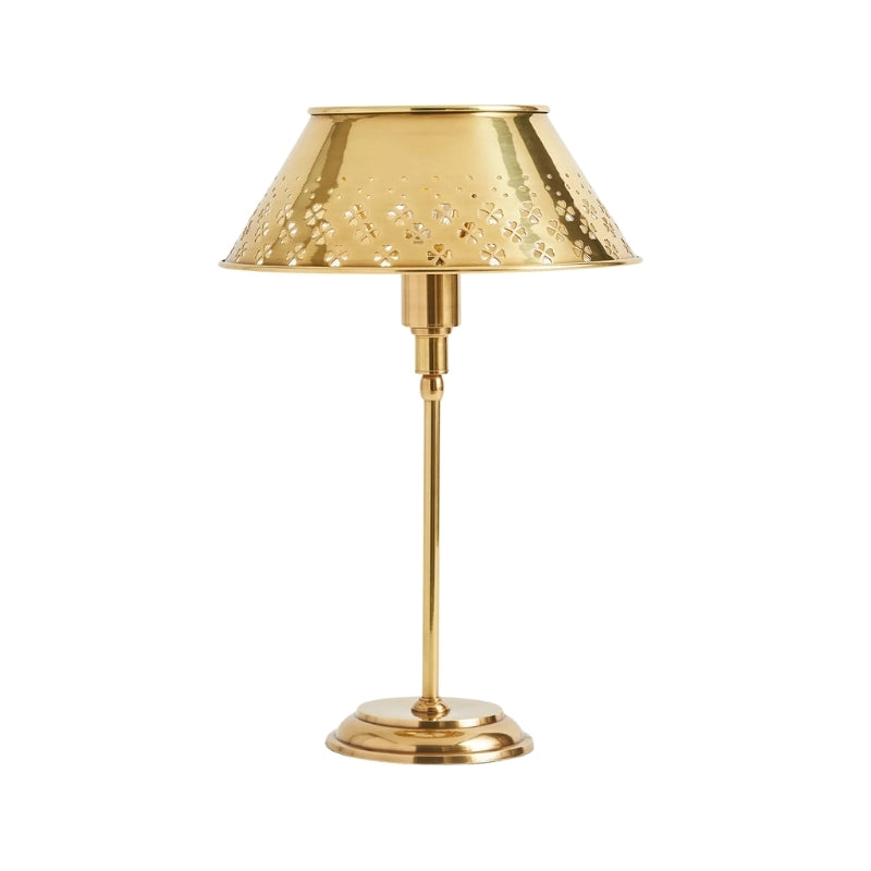 Auriglow Brass Floral Design Perforated Table Lamp – Space Age Inspired