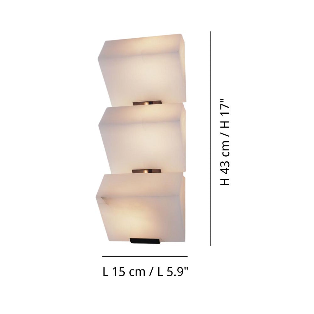 White Alabaster Sconce - Elegant Square Stone Staircase Wall Light