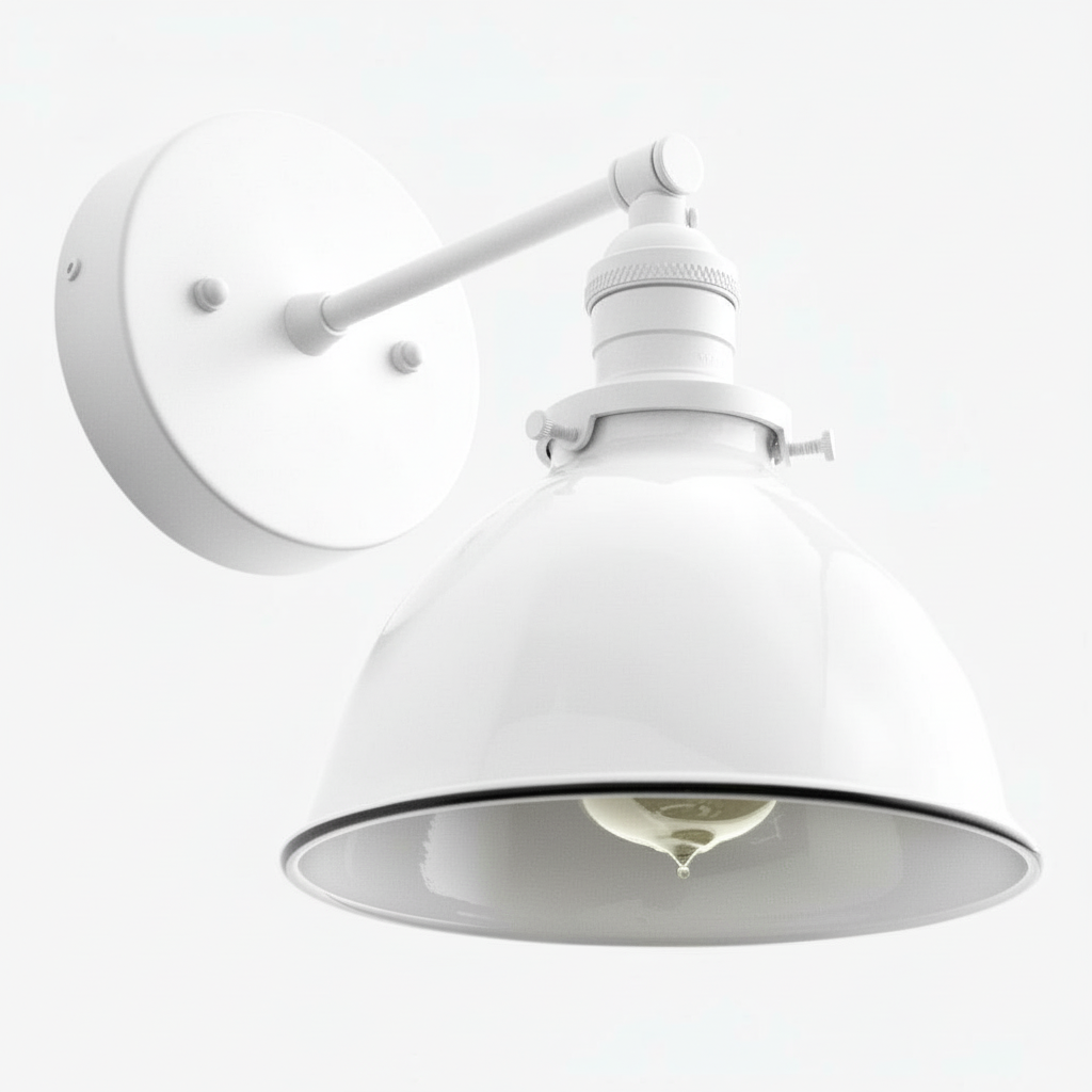 Conique Metal  Wall Sconce - White Metal Shade - Industrial Modern Lighting