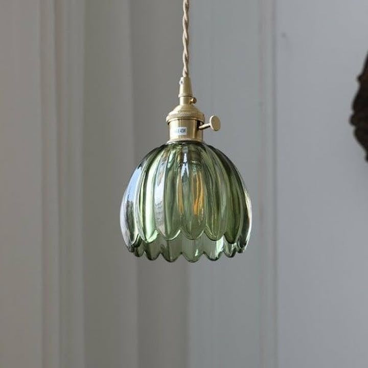 Japanese Flower Pendant Light – Glass Retro Fixture for Interiors