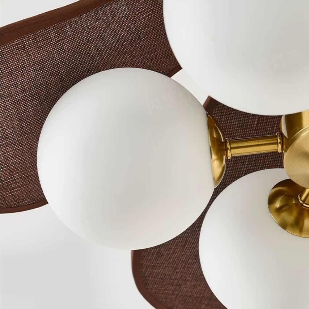 Petal Rattan Pendant Light - Retro Glass Globe Light for Dining Room