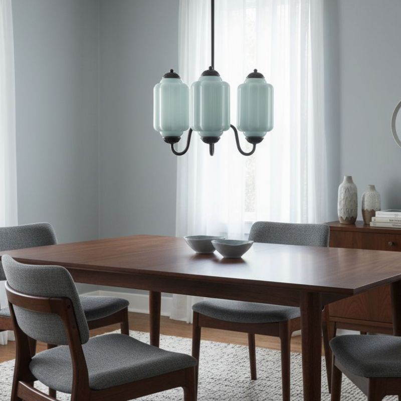 Eloise Vintage 3 Light Chandelier - Milk Glass Lamp for Dining Room