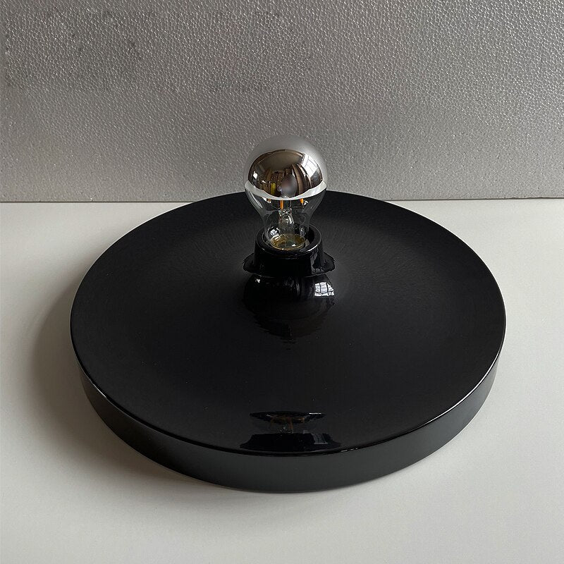 Plafonnier disque élégant de l'ère spatiale, chrome, or, blanc, noir, non dimmable