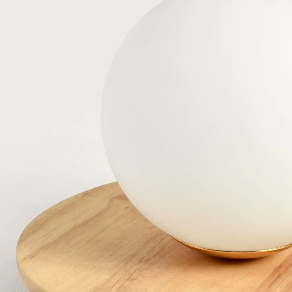 Single Globe Walnut Ceiling Light - Modern Disc Wood Lamp for Hallway