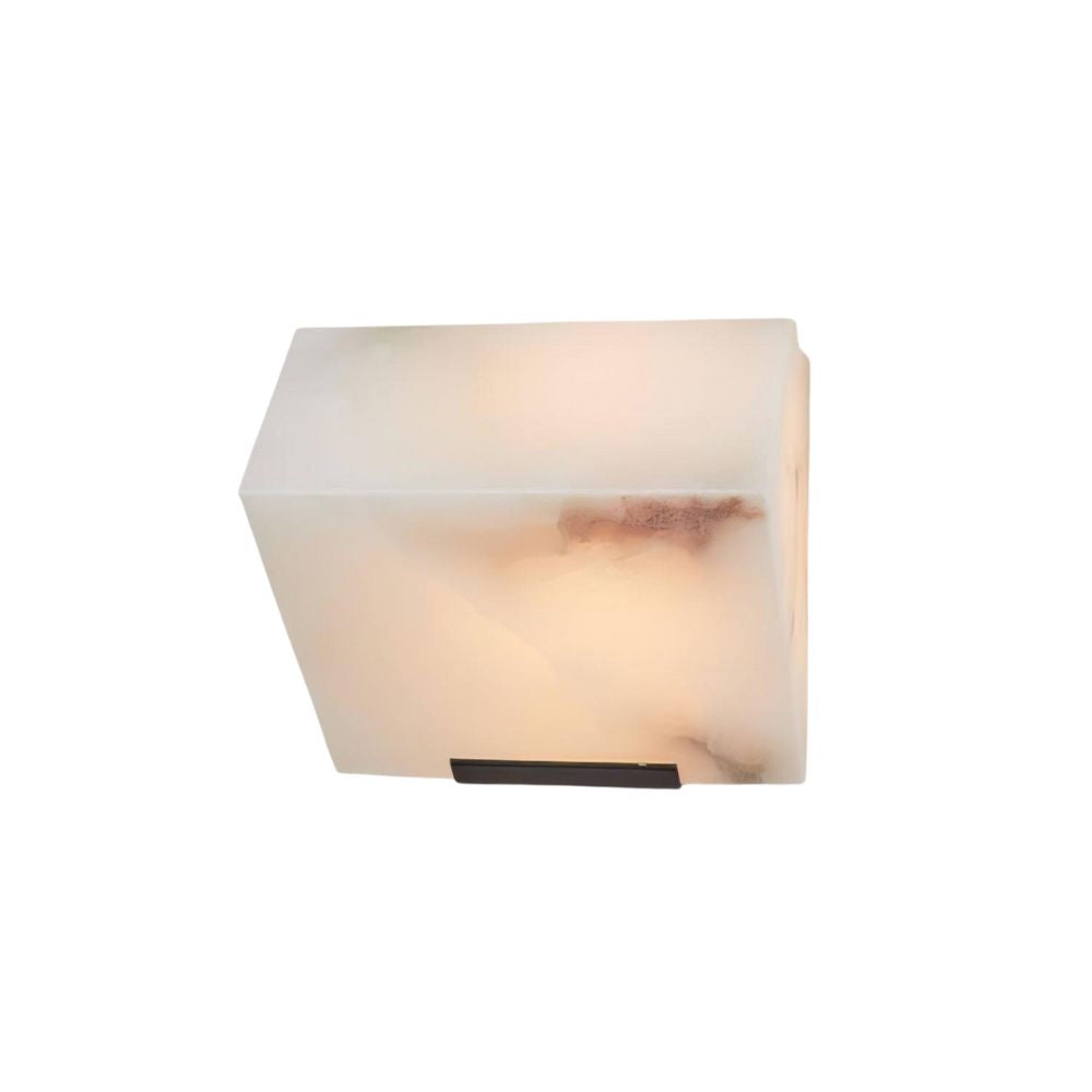 White Alabaster Sconce - Elegant Square Stone Staircase Wall Light
