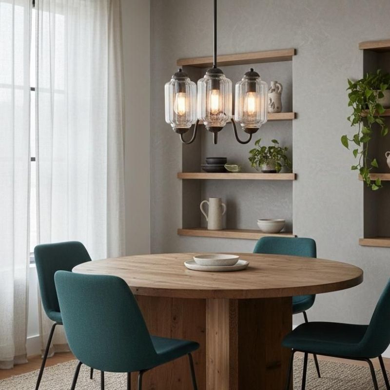 Eloise Vintage 3 Light Chandelier - Milk Glass Lamp for Dining Room