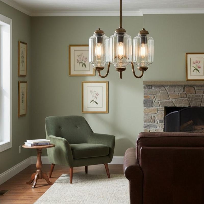 Eloise Vintage 3 Light Chandelier - Milk Glass Lamp for Dining Room