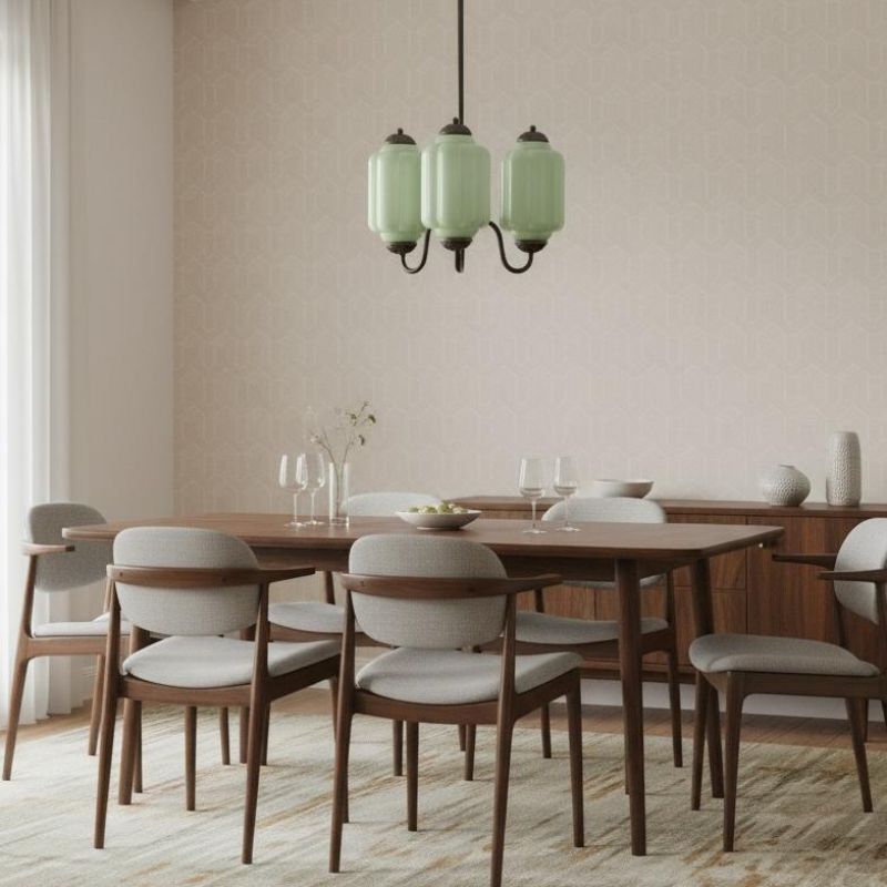 Eloise Vintage 3 Light Chandelier - Milk Glass Lamp for Dining Room