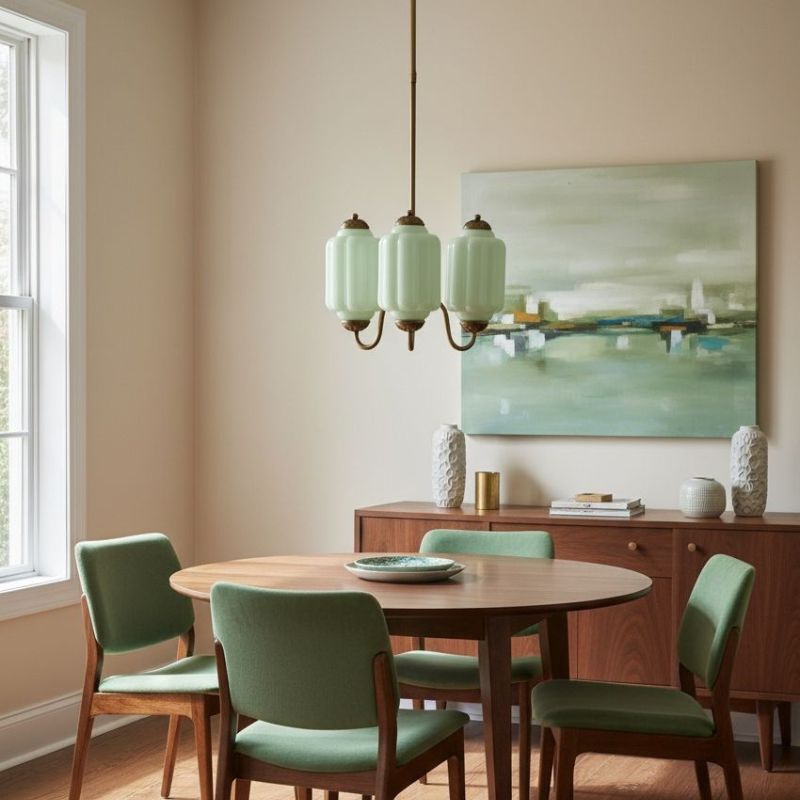 Eloise Vintage 3 Light Chandelier - Milk Glass Lamp for Dining Room