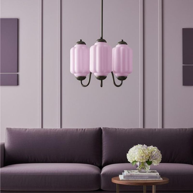 Eloise Vintage 3 Light Chandelier - Milk Glass Lamp for Dining Room