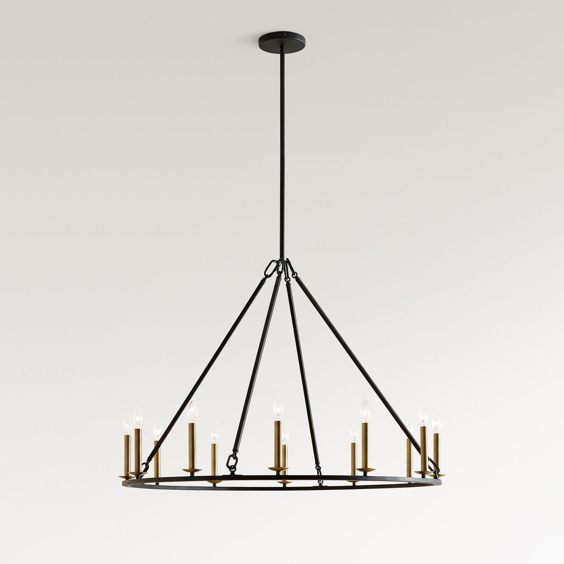 Rowan Modern Wagon Wheel Round Chandelier - Industrial Farmhouse Iron Lighting Fixture
