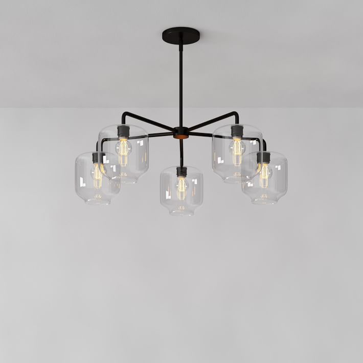 Lumivelle 5-Light Pebble Chandelier - Modern Glass Pendant Lighting