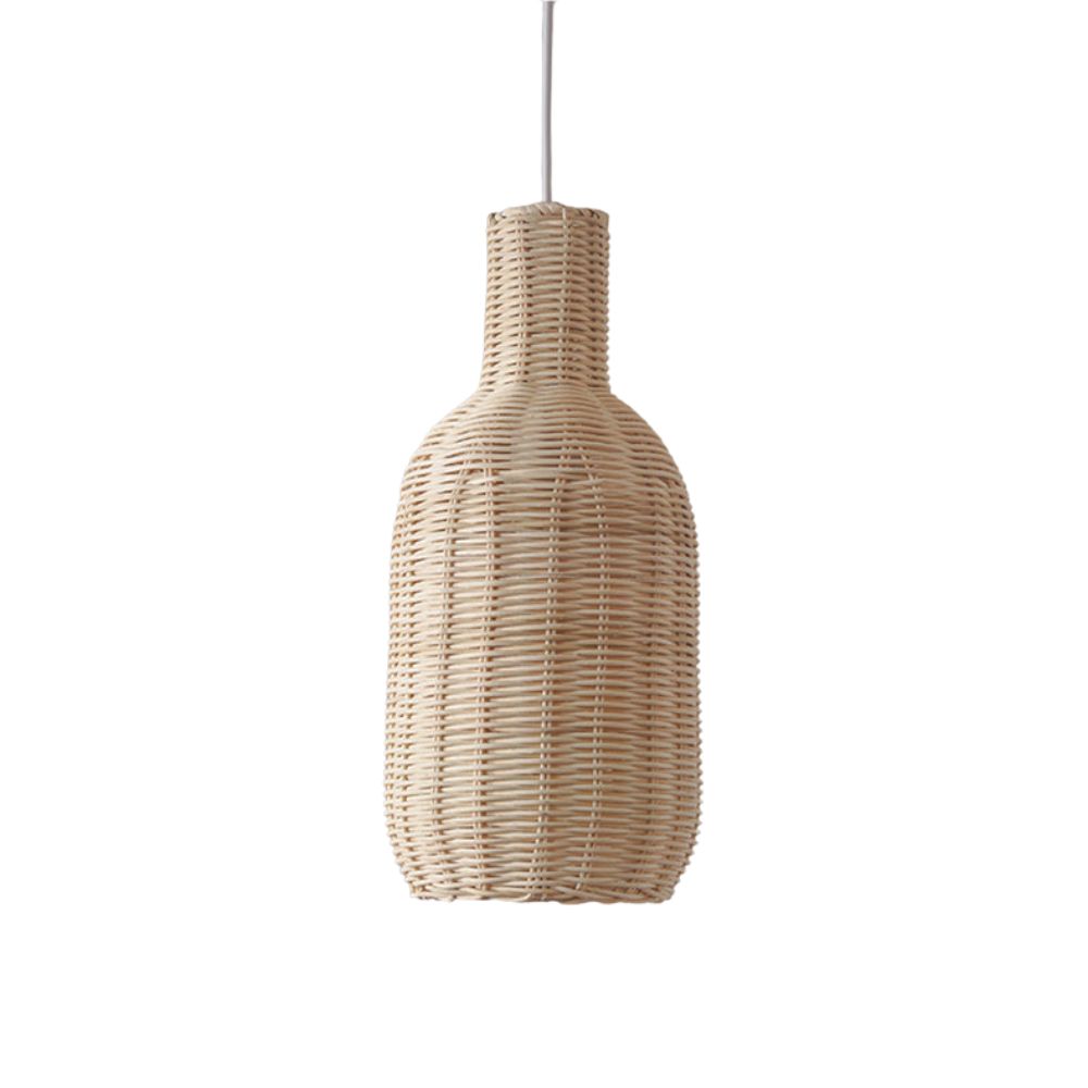 Boho Rattan Pendant Lamp - Woven Basket Design for Bedroom Lighting