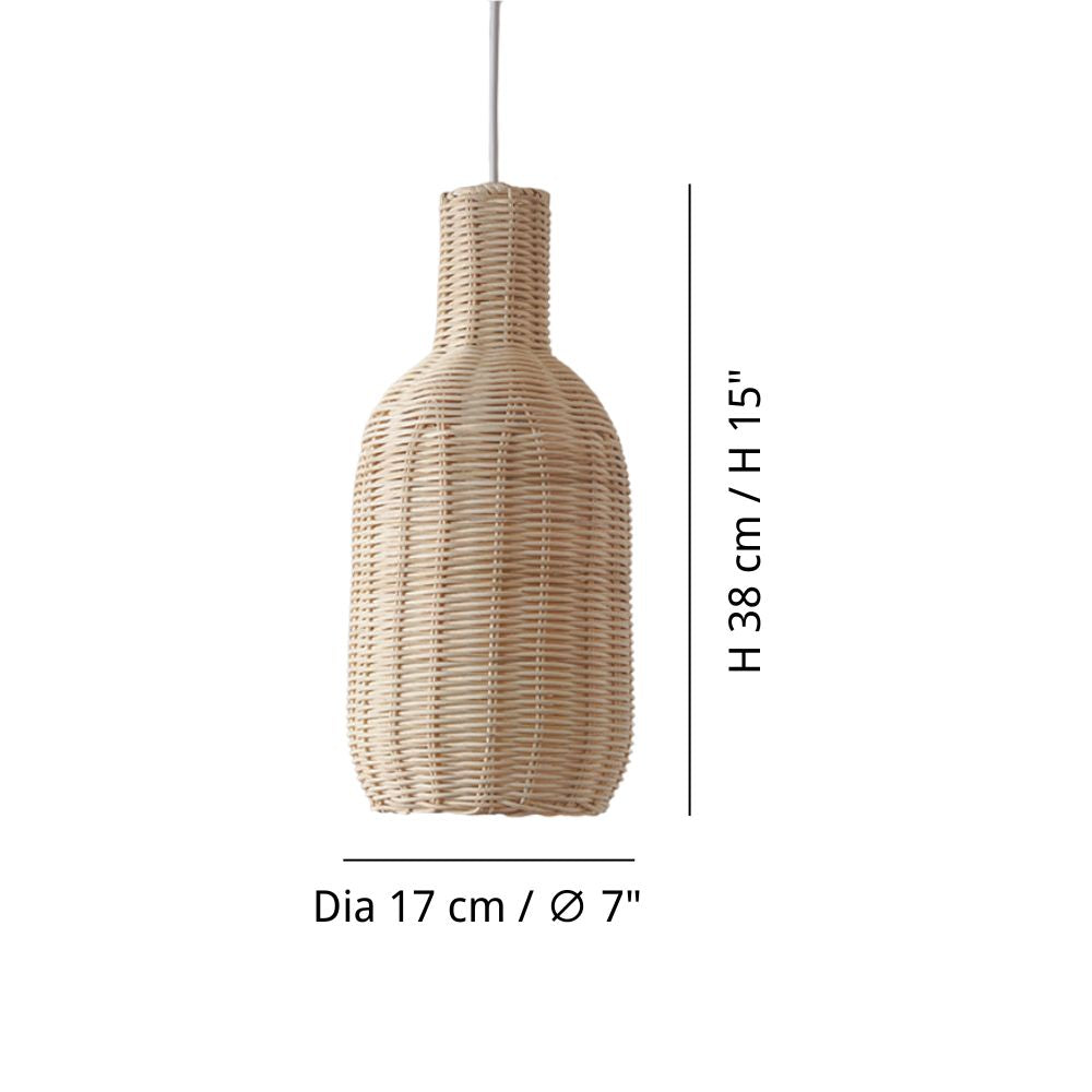 Boho Rattan Pendant Lamp - Woven Basket Design for Bedroom Lighting