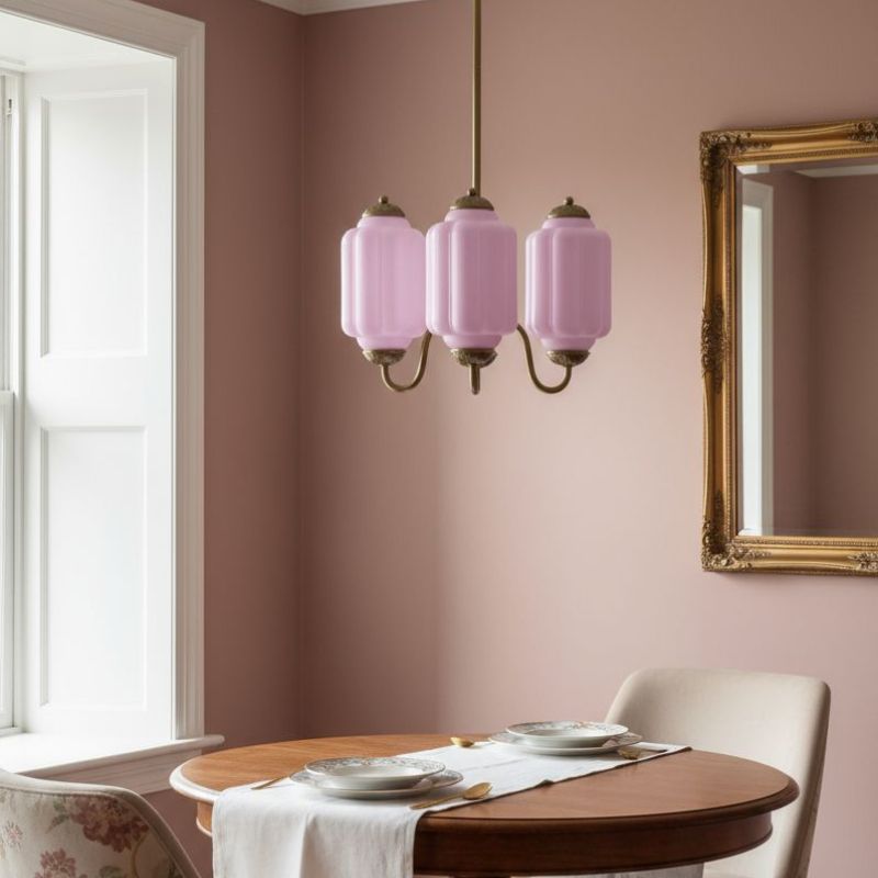 Eloise Vintage 3 Light Chandelier - Milk Glass Lamp for Dining Room