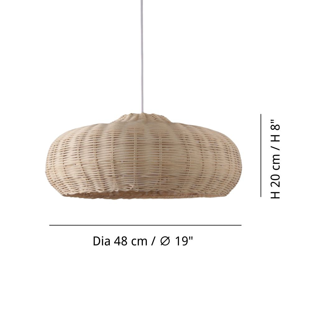 Boho Rattan Pendant Lamp - Woven Basket Design for Bedroom Lighting