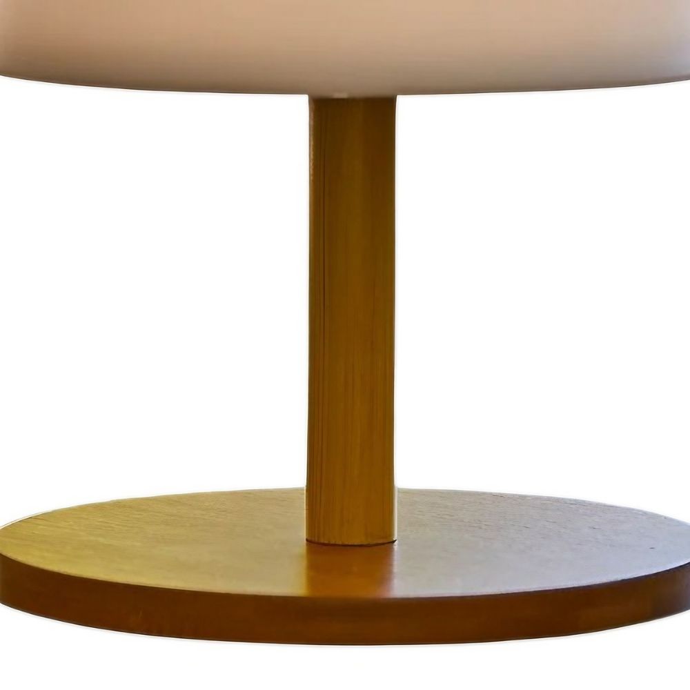 White Wood Table Lamp - Small Wireless Rechargeable Bedside Lamp