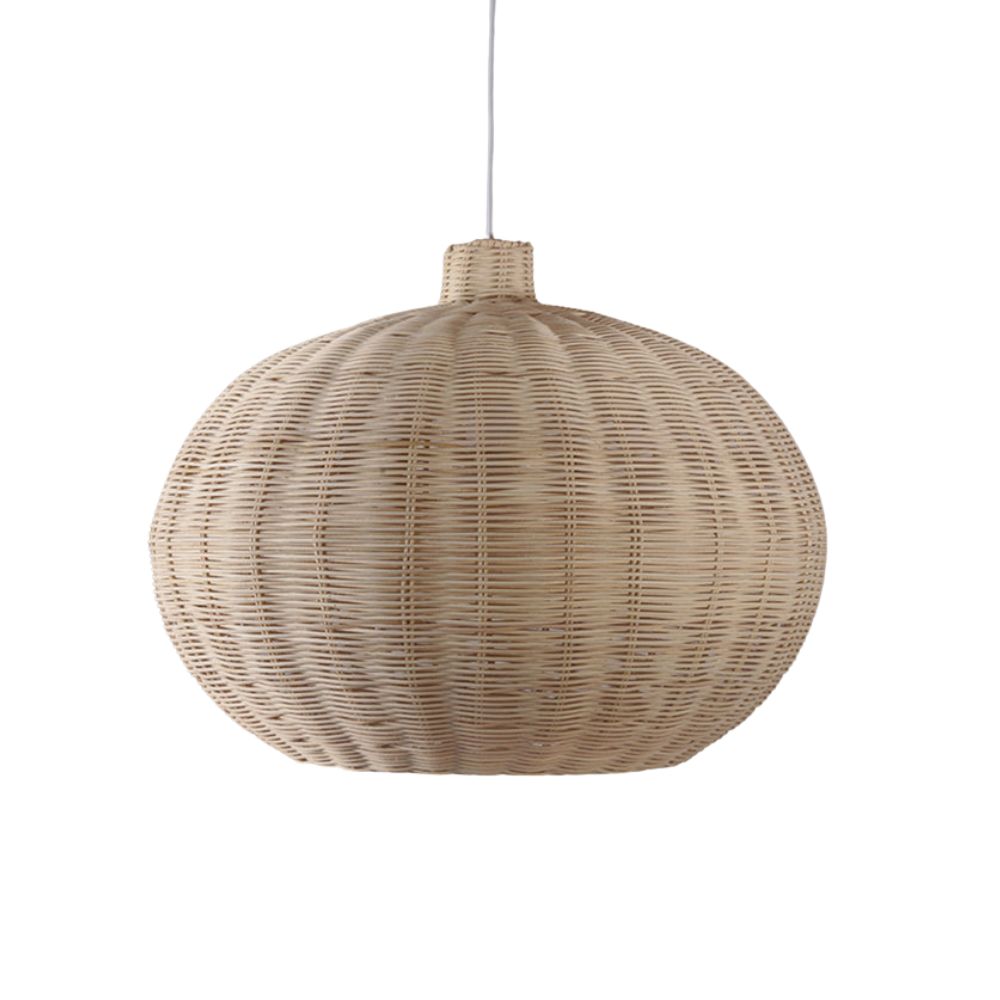 Boho Rattan Pendant Lamp - Woven Basket Design for Bedroom Lighting