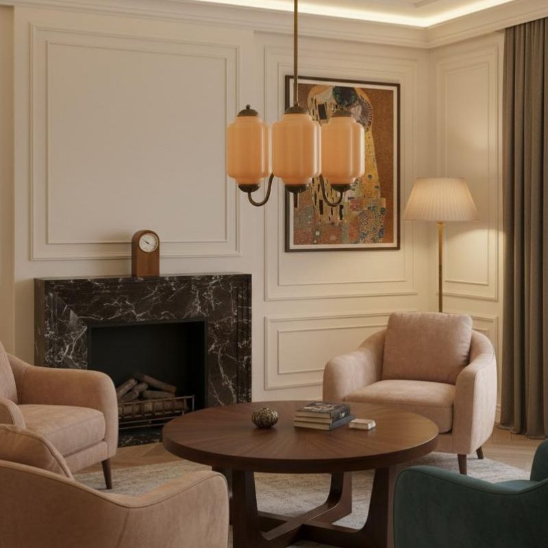 Eloise Vintage 3 Light Chandelier - Milk Glass Lamp for Dining Room