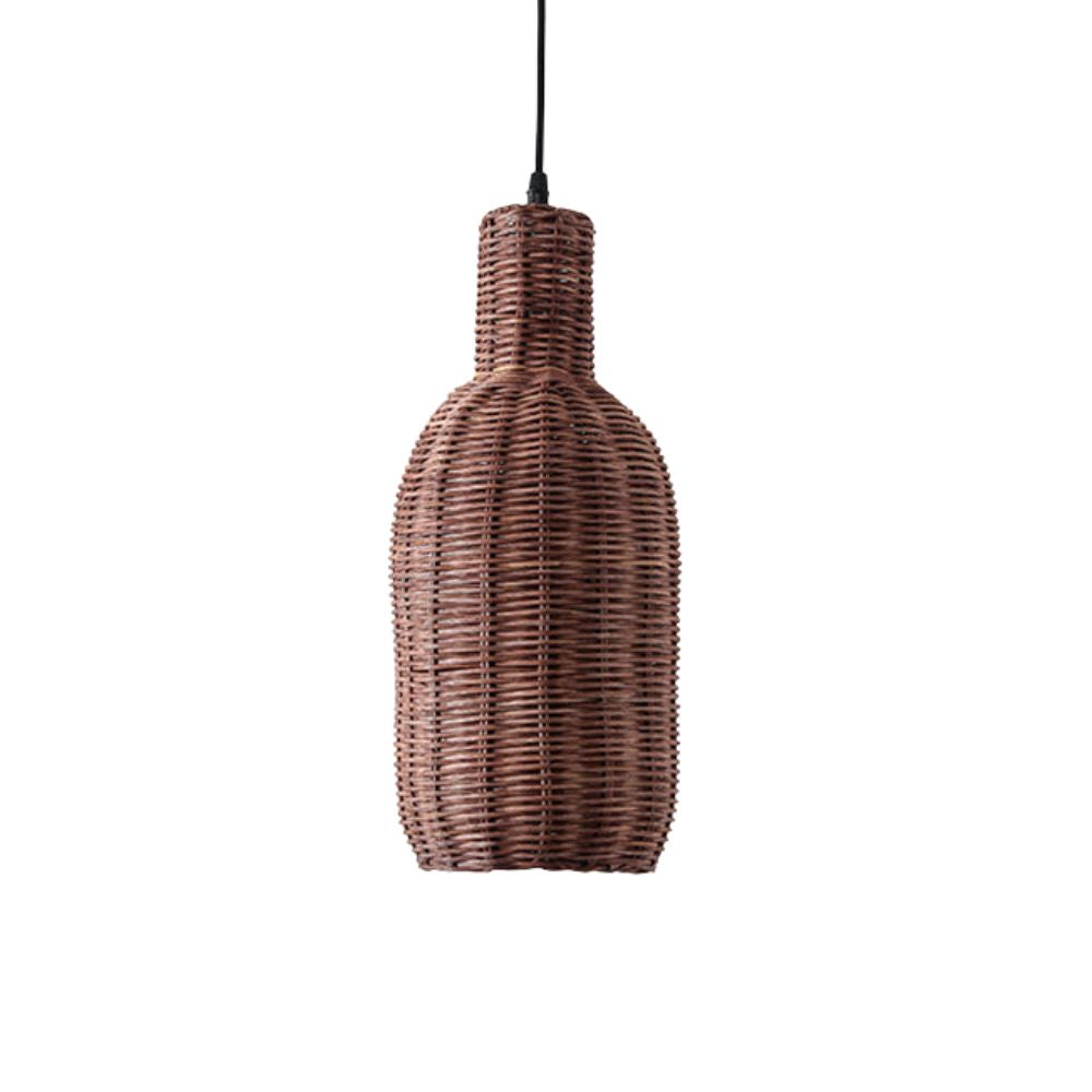 Boho Rattan Pendant Lamp - Woven Basket Design for Bedroom Lighting