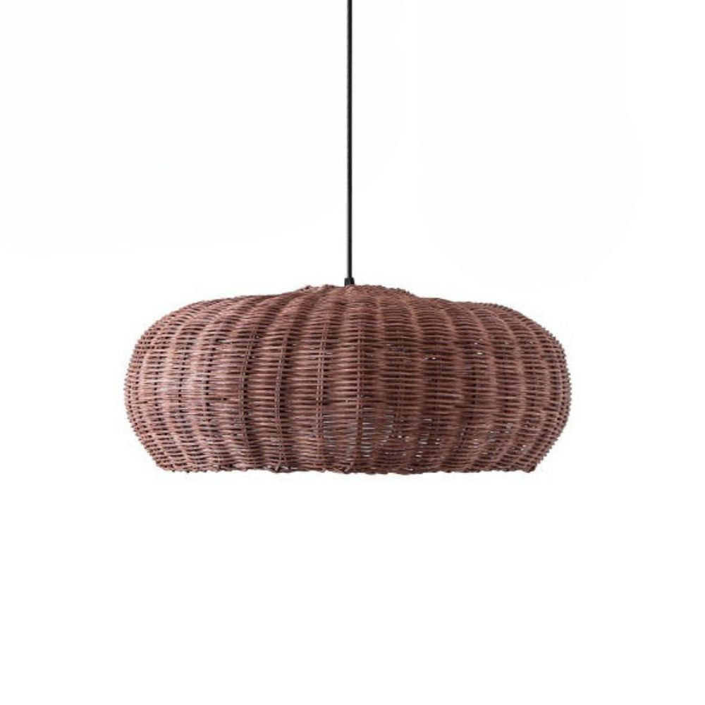 Boho Rattan Pendant Lamp - Woven Basket Design for Bedroom Lighting