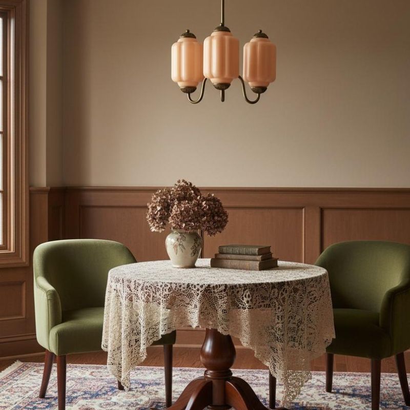 Eloise Vintage 3 Light Chandelier - Milk Glass Lamp for Dining Room