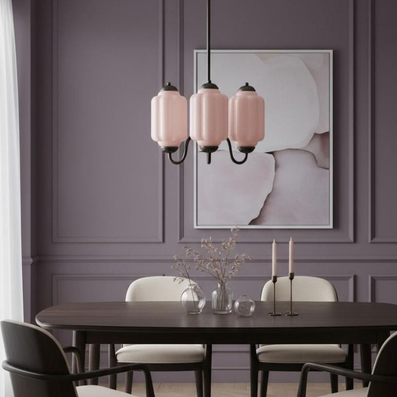 Eloise Vintage 3 Light Chandelier - Milk Glass Lamp for Dining Room