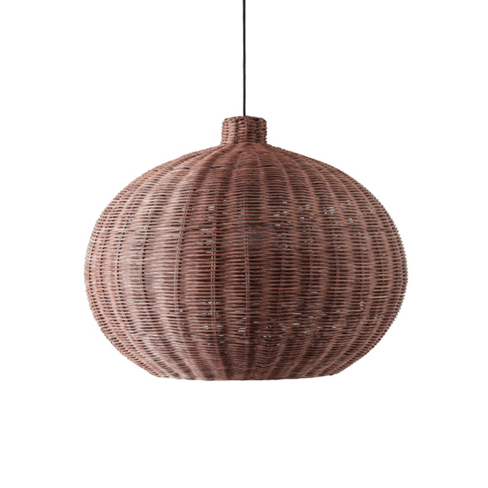 Boho Rattan Pendant Lamp - Woven Basket Design for Bedroom Lighting