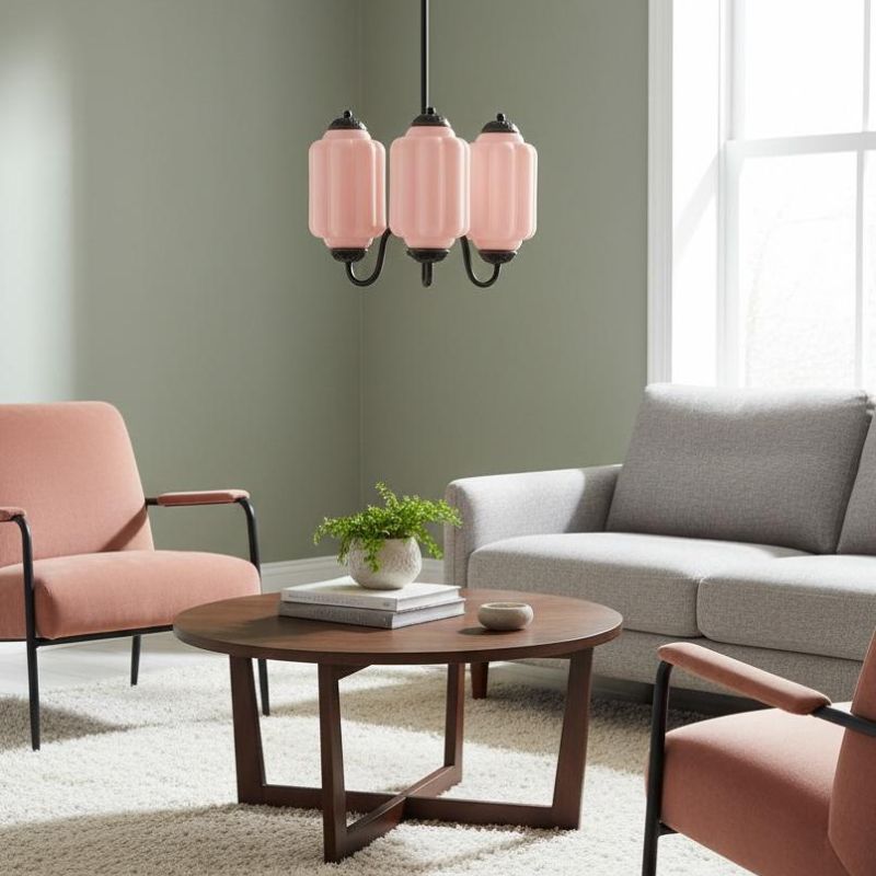 Eloise Vintage 3 Light Chandelier - Milk Glass Lamp for Dining Room