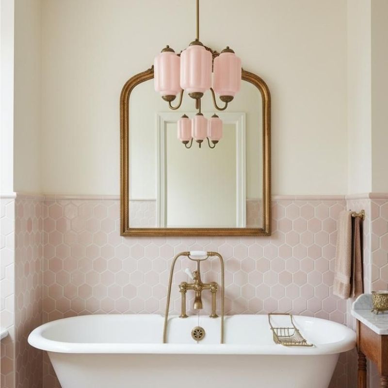 Eloise Vintage 3 Light Chandelier - Milk Glass Lamp for Dining Room