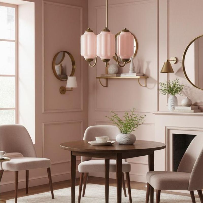 Eloise Vintage 3 Light Chandelier - Milk Glass Lamp for Dining Room