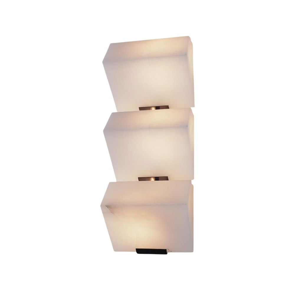 White Alabaster Sconce - Elegant Square Stone Staircase Wall Light