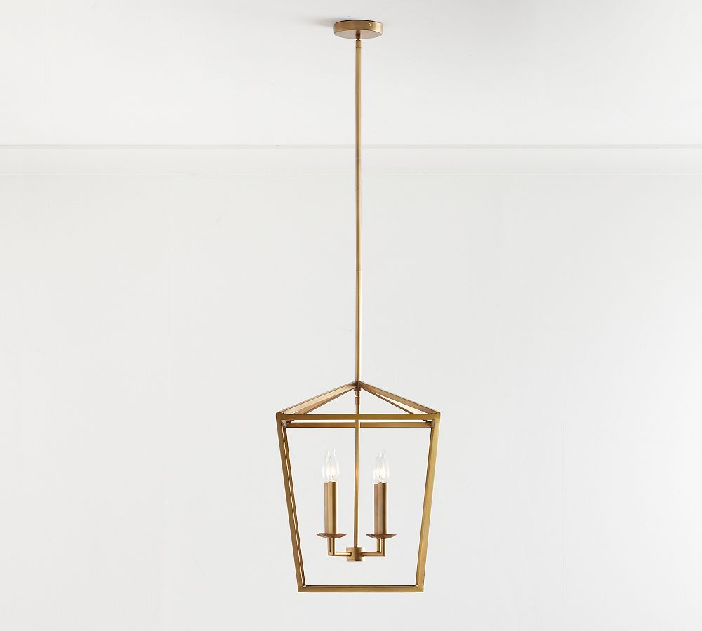 Suspension lanterne Rowan en bronze et laiton - Plafonnier suspendu en acier